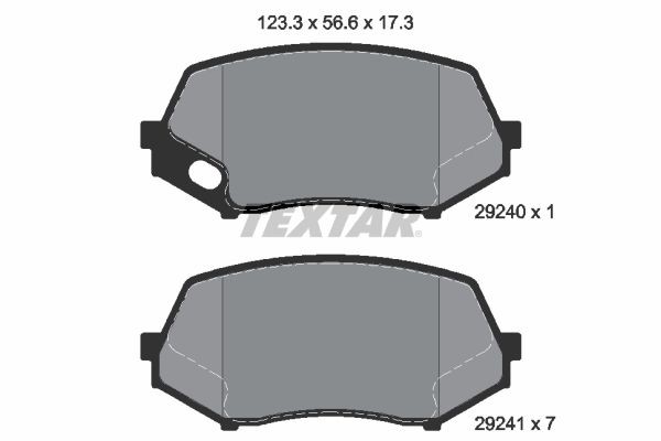 29240 TEXTAR prepared for wear indicator Height: 56,6mm, Width: 123,1mm, Thickness: 17,3mm Brake pads 2924001 buy