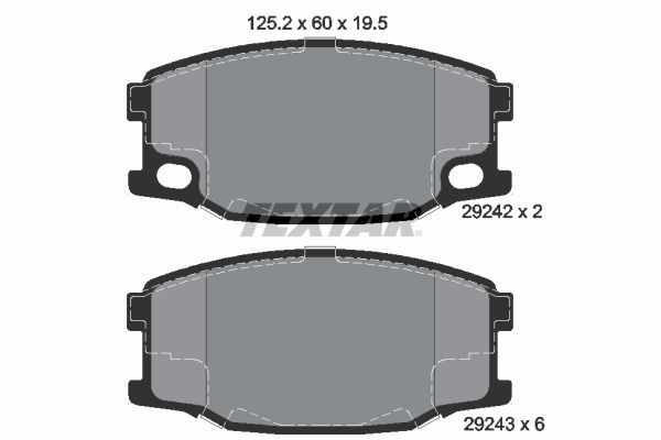 24343 TEXTAR prepared for wear indicator Height: 60mm, Width: 125,2mm, Thickness: 19,5mm Brake pads 2924201 buy