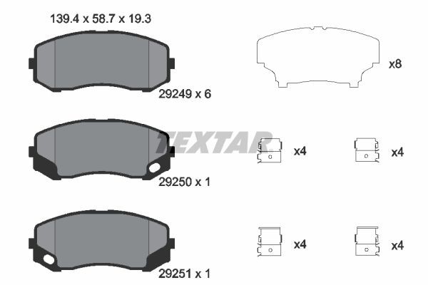 29249 TEXTAR prepared for wear indicator Height: 58,7mm, Width: 139,4mm, Thickness: 19,3mm Brake pads 2924901 buy