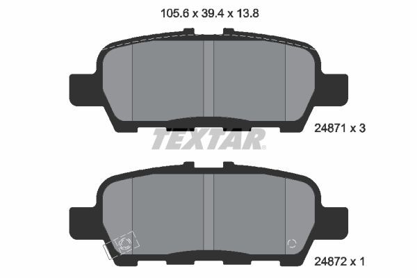 24871 TEXTAR with acoustic wear warning Height: 39,4mm, Width: 105,6mm, Thickness: 13,8mm Brake pads 2487101 buy