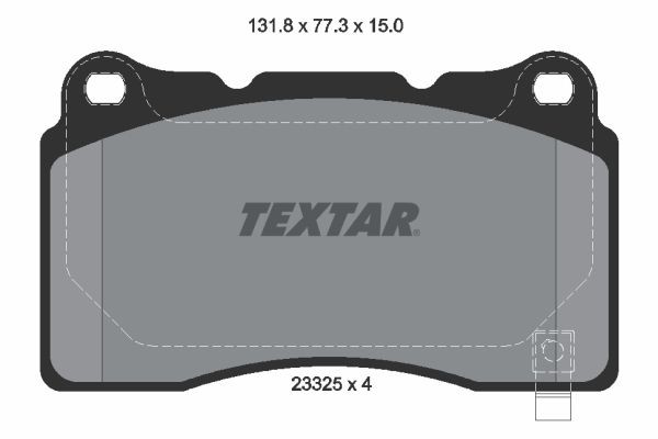 23325 TEXTAR with acoustic wear warning Height: 77,5mm, Width: 131,8mm, Thickness: 15mm Brake pads 2332501 buy