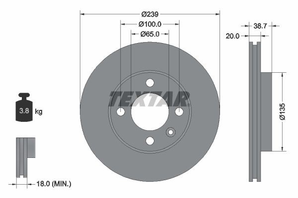 Volkswagen POLO Brake discs and rotors 7682195 TEXTAR 92012103 online buy