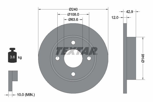 Ford FIESTA Brake discs and rotors 7682237 TEXTAR 92075303 online buy