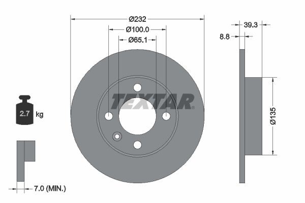 Volkswagen POLO Brake disc set 7682252 TEXTAR 92098203 online buy