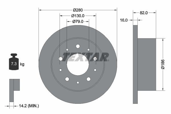 92116203 TEXTAR Brake rotors PEUGEOT 280x16mm, 05/10x130, solid, Coated