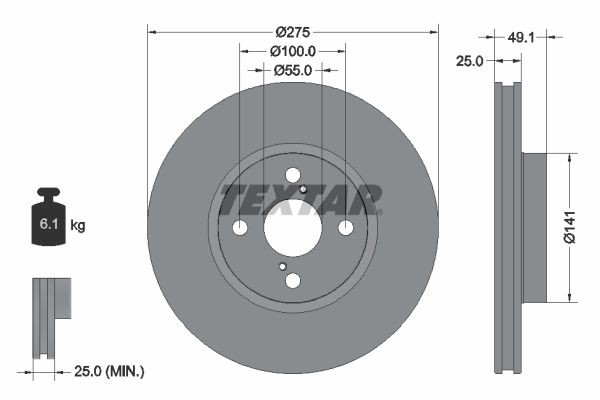 Great value for money - TEXTAR Brake disc 92126003
