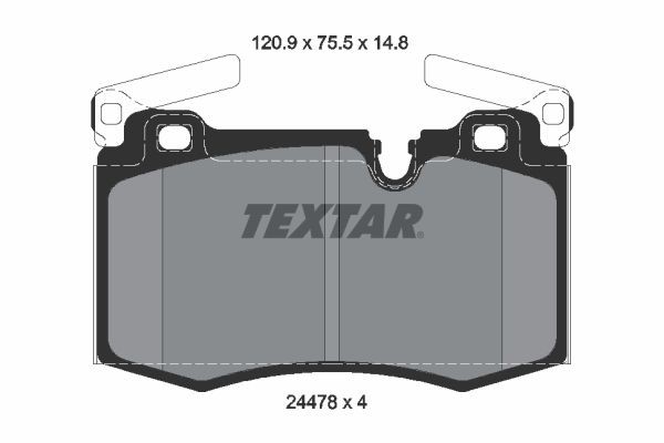 8511D1403 TEXTAR für Verschleißwarnanzeiger vorbereitet Höhe: 75,5mm, Breite: 117,8mm, Dicke/Stärke: 14,8mm Bremsbelagsatz 2447801 günstig kaufen