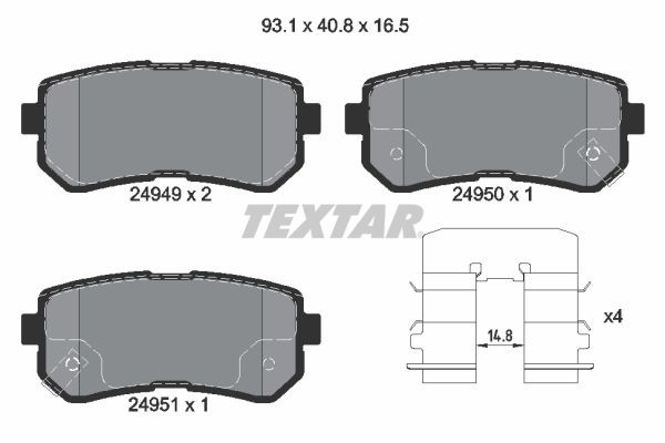 TEXTAR 2494901 Brake pad set with acoustic wear warning, with accessories