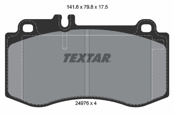 24976 TEXTAR prepared for wear indicator Height: 79,8mm, Width: 141,6mm, Thickness: 17,5mm Brake pads 2497601 buy