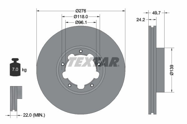 98200 1853 0 1 TEXTAR 276x24,2mm, 05/05x118, internally vented Ø: 276mm, Brake Disc Thickness: 24,2mm Brake rotor 93185300 buy