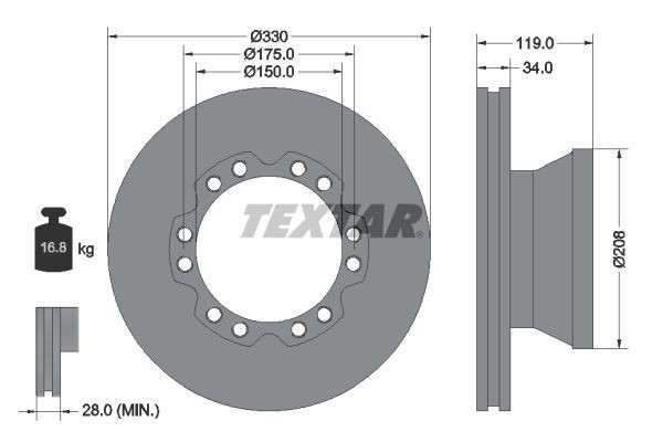 TEXTAR 93187800 Bremsscheibe für DAF LF 45 LKW in Original Qualität