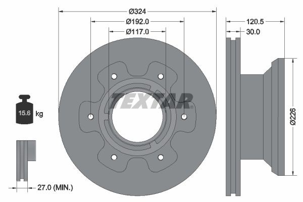 TEXTAR 93191500 Brake disc 324x30mm, 06/06x192, internally vented