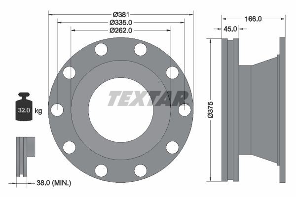 TEXTAR 93192500 Bremsscheibe für RENAULT TRUCKS Midlum LKW in Original Qualität