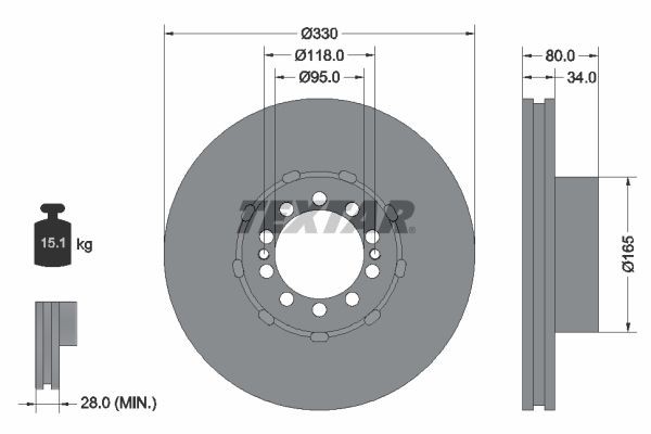 TEXTAR 93192600 Bremsscheibe für RENAULT TRUCKS D-Serie LKW in Original Qualität