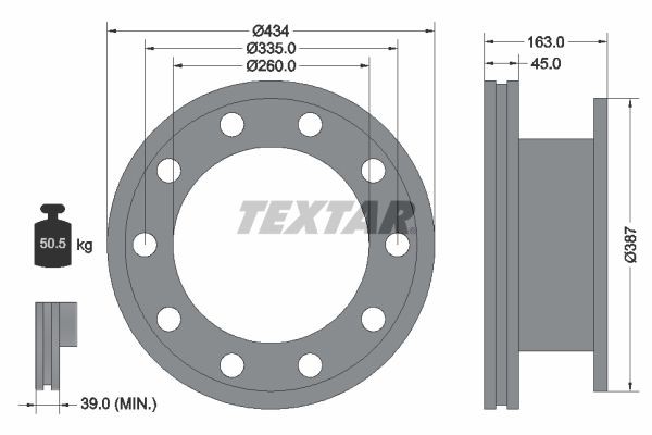 TEXTAR 93193000 Bremsscheibe für RENAULT TRUCKS Magnum LKW in Original Qualität