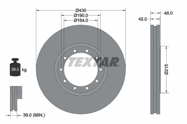 TEXTAR 93193500 Brake disc 430x45mm, 10/10x190, internally vented