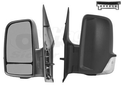 VAN WEZEL 3077808 Wing mirror Right, black, Complete Mirror, for electric mirror adjustment, Heatable, with wide angle mirror, Short mirror arm
