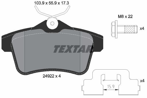 Original 2492201 TEXTAR Disc brake pads PEUGEOT