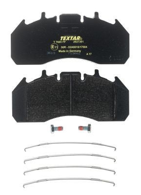 TEXTAR 2927301 Brake pad set prepared for wear indicator, with accessories