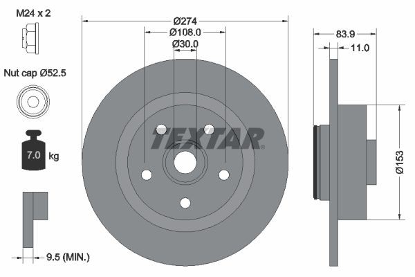 98200 1422 0 1 PRO TEXTAR PRO 274x11mm, 05/05x108, solid, Coated Ø: 274mm, Brake Disc Thickness: 11mm Brake rotor 92142203 buy