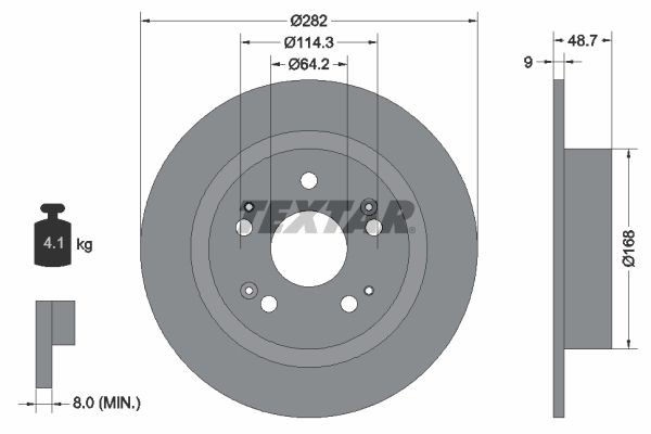 TEXTAR 92204300 Brake disc 282x9mm, 05/09x114,3, solid