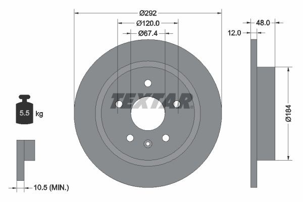 98200 2229 0 1 PRO TEXTAR PRO 292x12mm, 05/06x120, solid, Coated Ø: 292mm, Brake Disc Thickness: 12mm Brake rotor 92222903 buy