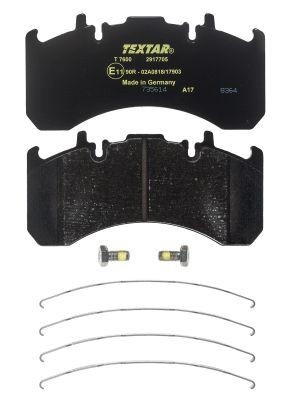 TEXTAR 2917705 Brake pad set prepared for wear indicator, with brake caliper screws, with accessories