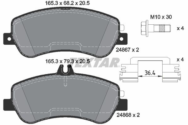 TEXTAR epad 2486781 Brake pad set prepared for wear indicator, with brake caliper screws, with accessories