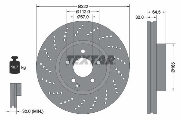 Mercedes C-Class Brake discs 7689634 TEXTAR 92163403 online buy