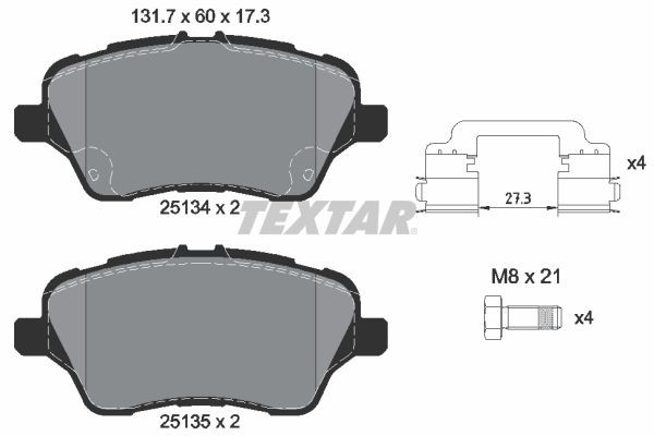 TEXTAR 2513402 Brake pads FORD B-MAX 2012 in original quality