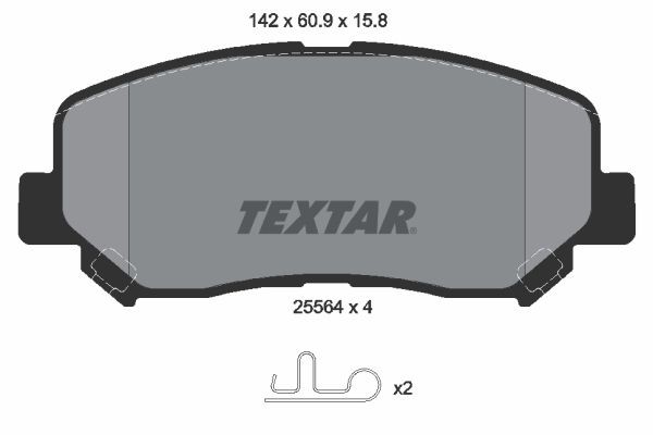 2556401 Set of brake pads 2556401 TEXTAR incl. wear warning contact, with accessories