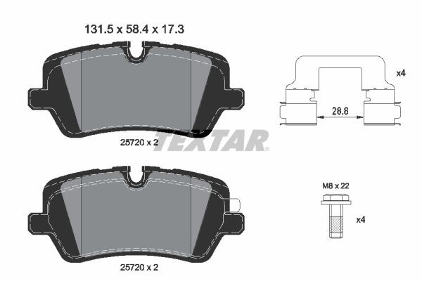 TEXTAR 2572001 Brake pad set prepared for wear indicator, with brake caliper screws, with accessories