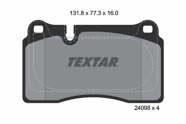 24098 TEXTAR prepared for wear indicator Height: 77,2mm, Width: 131,8mm, Thickness: 16mm Brake pads 2409803 buy