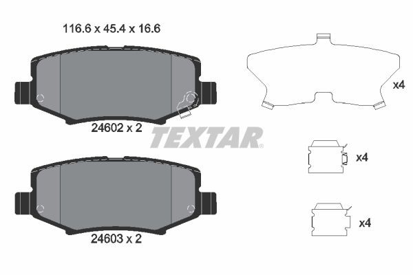 TEXTAR 2460201 Brake pad set with acoustic wear warning, with accessories