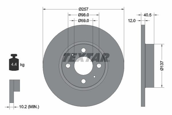 TEXTAR Performance brake discs LANCIA Ypsilon III (312) new 92236703