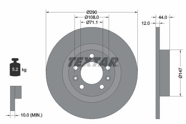 Original TEXTAR 98200 2380 0 1 PRO Disc brake set 92238003 for PEUGEOT 508