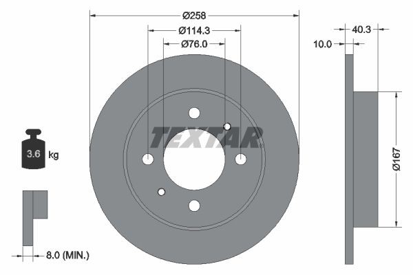 Original TEXTAR 98200 1171 0 1 PRO Disc brake set 92117103 for HYUNDAI COUPE
