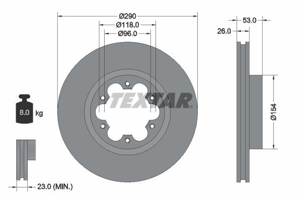 TEXTAR 93240600 Brake disc 290x26mm, 06/06x118, internally vented