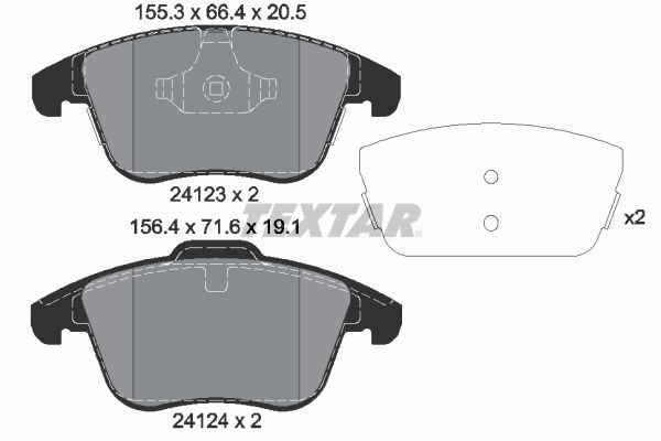 TEXTAR 2412305 Brake pad set not prepared for wear indicator
