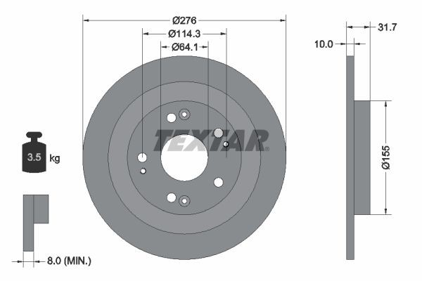 98200 2526 0 1 PRO TEXTAR PRO 276x10mm, 05/09x114,3, solid, Coated Ø: 276mm, Brake Disc Thickness: 10mm Brake rotor 92252603 buy