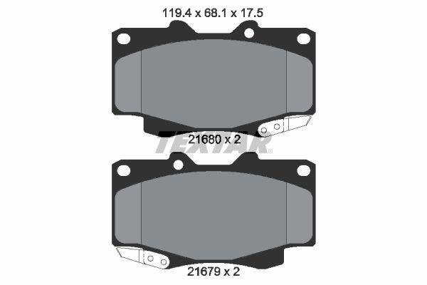 21679 TEXTAR with acoustic wear warning Height: 68,1mm, Width: 119,4mm, Thickness: 17,5mm Brake pads 2168003 buy