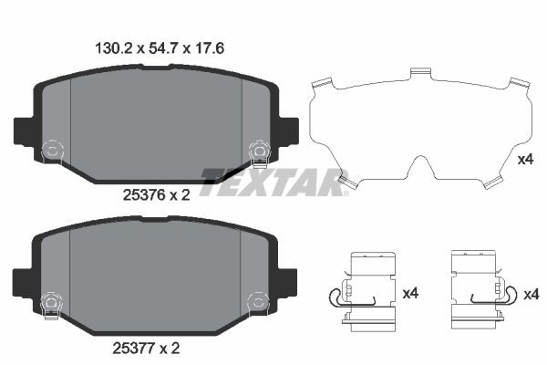 TEXTAR 2537601 Brake pad set with acoustic wear warning, with accessories