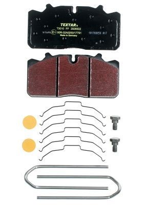 TEXTAR Lightweight Technology 2928502 Brake pad set prepared for wear indicator, with brake caliper screws, with accessories