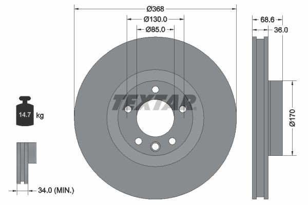 Volkswagen TOUAREG Brake disc set 7694740 TEXTAR 92213603 online buy