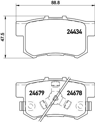 24434 MINTEX with acoustic wear warning Height: 47,6mm, Width: 89mm, Thickness: 15,3mm Brake pads MDB2959 buy