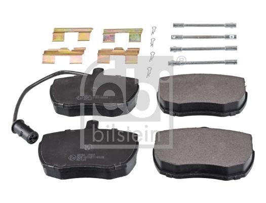 FEBI BILSTEIN 116127 Brake pad set Front Axle, incl. wear warning contact, with fastening material, with attachment material