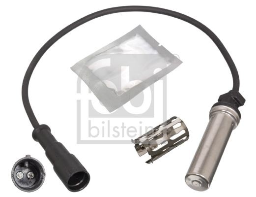 FEBI BILSTEIN 45322 ABS sensor Front Axle Right, Front Axle Left, Rear Axle Left, Rear Axle Right, with grease, with sleeve, 1250 Ohm, 400mm, 450mm