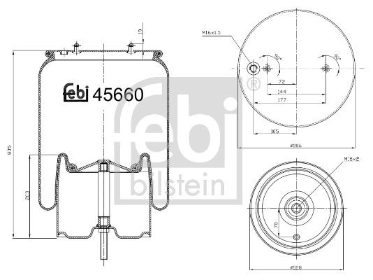 Air bag suspension FEBI BILSTEIN non-steered leading axle - 45660