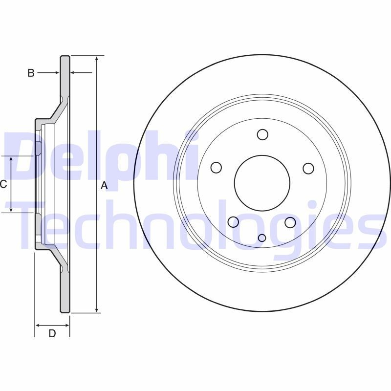 DELPHI 303x10mm, 5, solid Ø: 303mm, Num. of holes: 5, Brake Disc Thickness: 10mm Brake rotor BG4567 buy