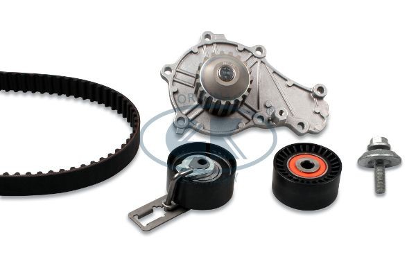 GK K986803B Water pump and timing belt kit with bolts for crankshaft pulley, Number of Teeth: 141, Width: 25,4 mm